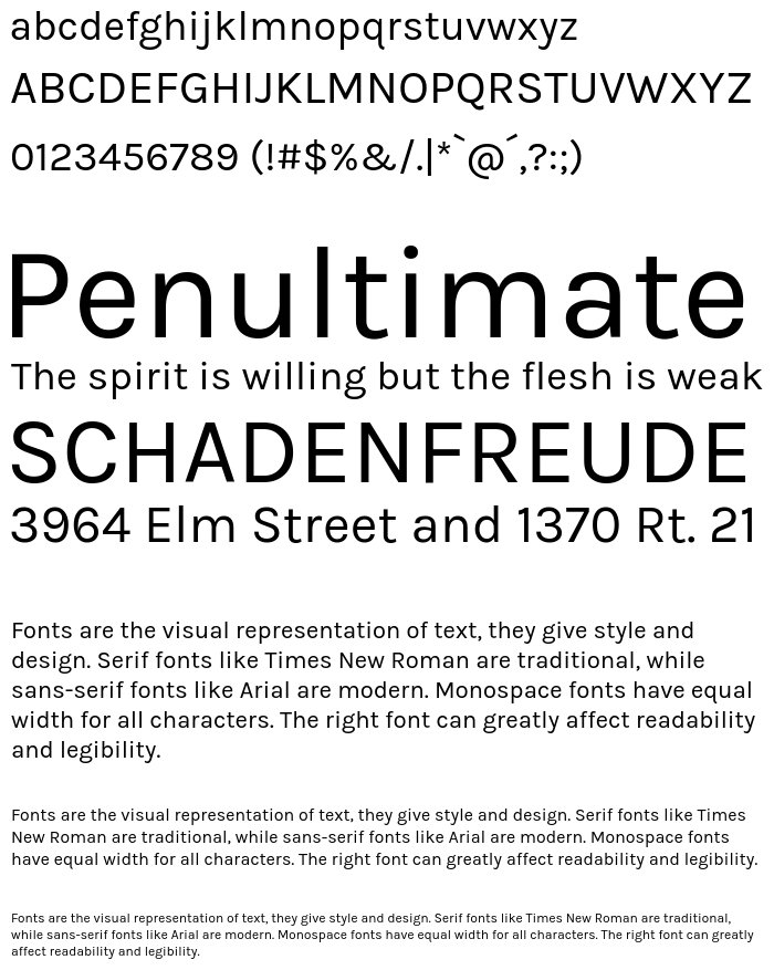Karla font preview