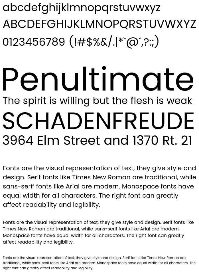 Poppins font preview